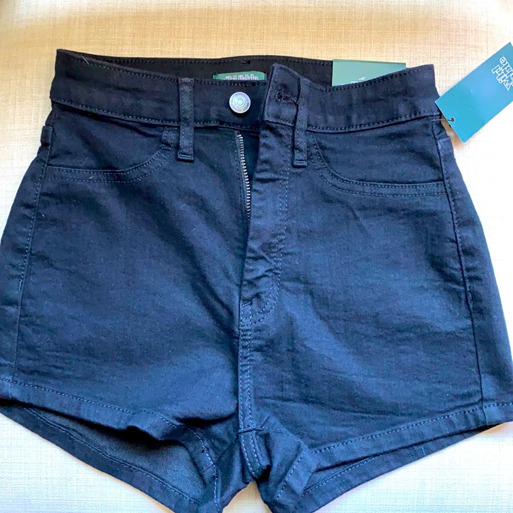 Highest rise black shorts